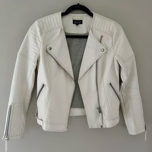 Topshop White Leather Jacket Size 6